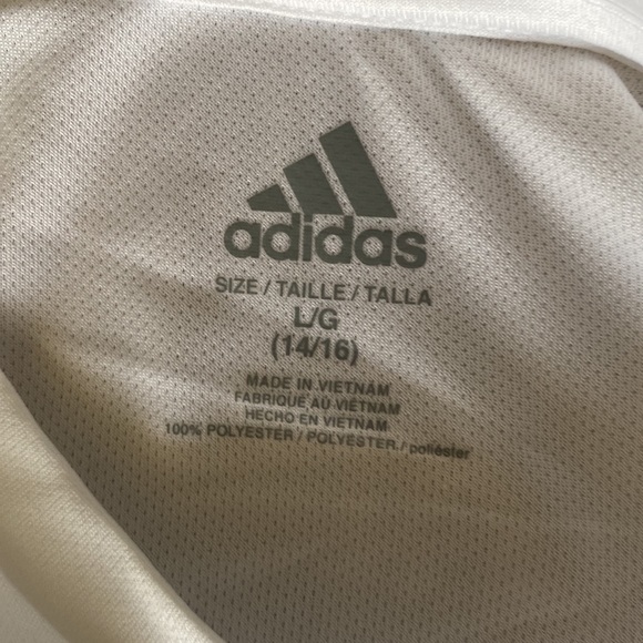 NWT Adidas Clima Tech White T Shirt - Youth Large/Adult Small - Picture 2 of 4